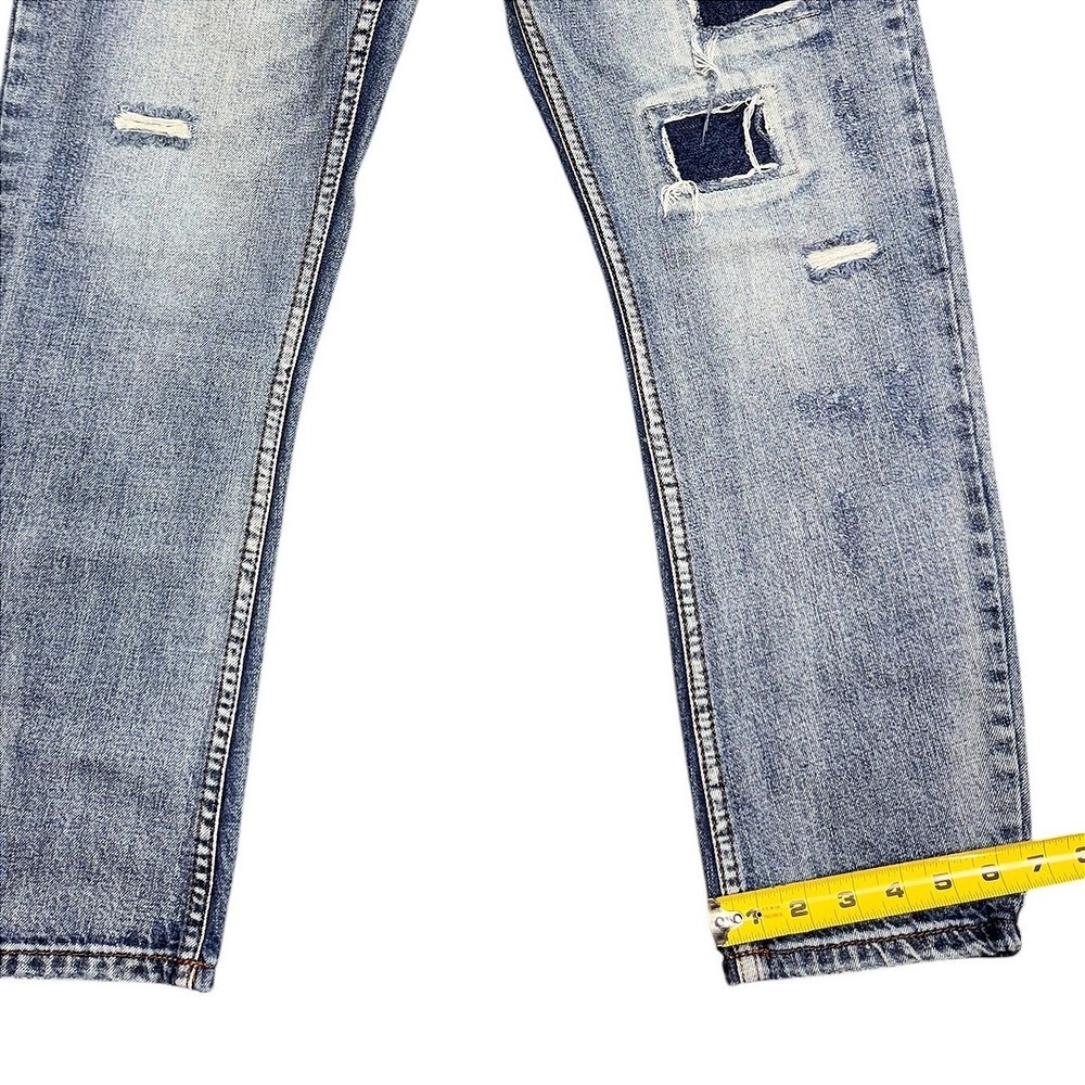 POL Distressed Patchwork Jeans Medium Wash Straight Leg Cotton CWP48 Size L (30) - Picture 10 of 14